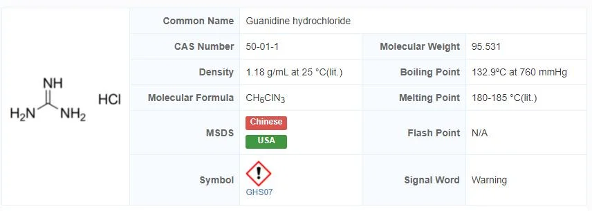 Factory Supply Guanidine HCl, CAS 50-01-1, Guanidine Hydrochloride